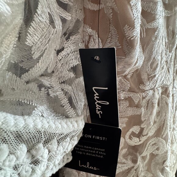 Lulu's White Sequin and Lace Dress Size L - Picture 3 of 7